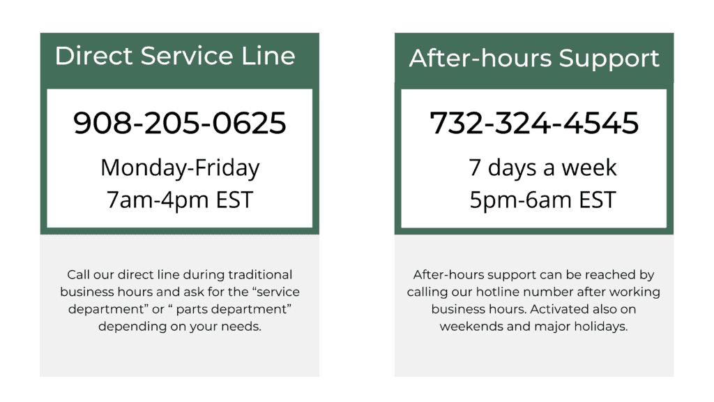 direct service line and after hour support phone number image