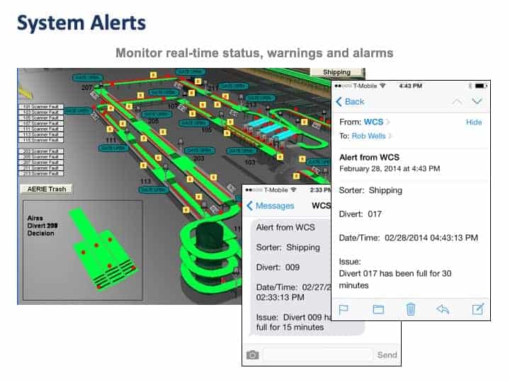 alerts and reporting conveyor HMI program screenshot